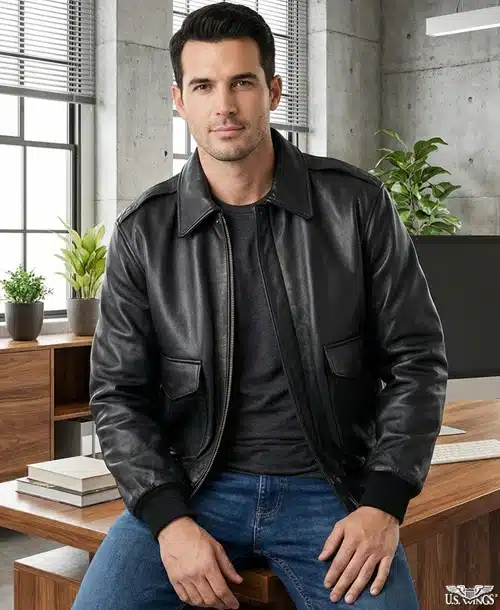 US Wings® Cooper Original™ A-2 Black Leather Bomber Jacket - thumbnail 2