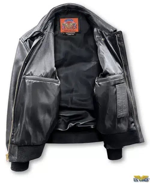US Wings® Cooper Original™ A-2 Black Leather Bomber Jacket - thumbnail 5
