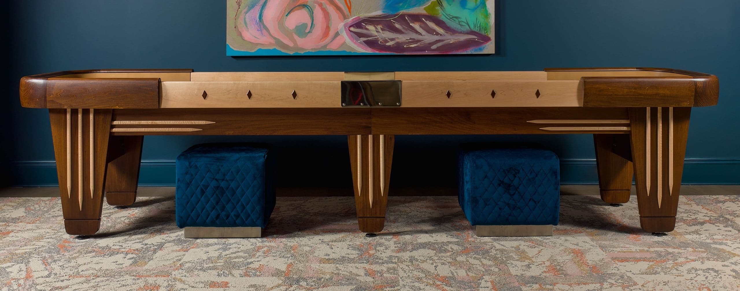 Teal Velvet Ottomans - thumbnail 2