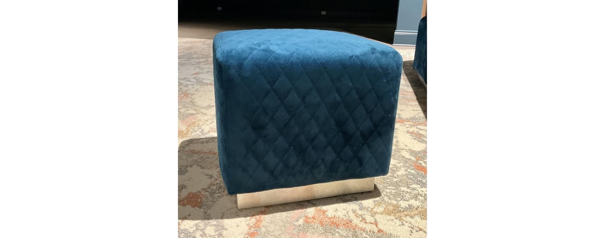 Teal Velvet Ottomans - thumbnail 4