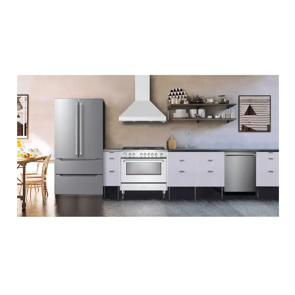 Verona VECHW36GW 36 inch Designer Chimney Wall Hood with 600 CFM, Stainless Steel Baffle Filters, LED Lighting, Delay Shut-Off (White) - thumbnail 7