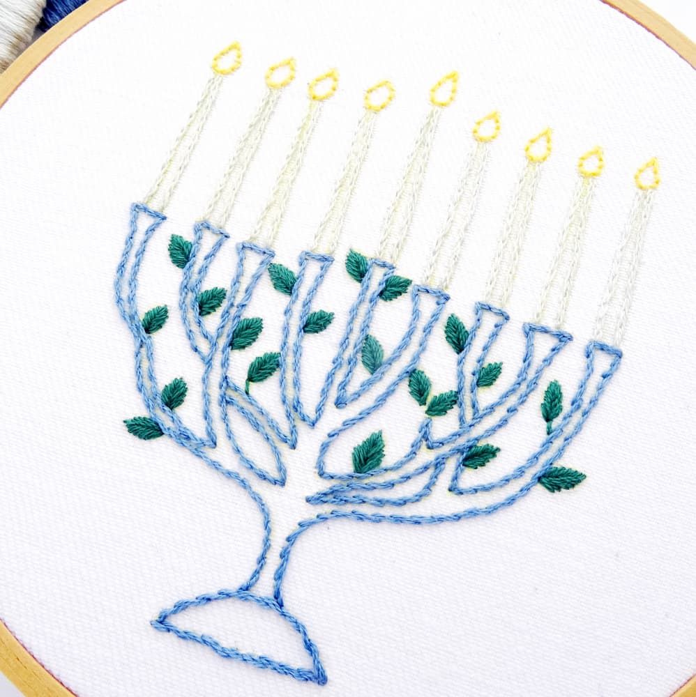 Menorah & Star of David Hand Embroidery Pattern Set - thumbnail 2