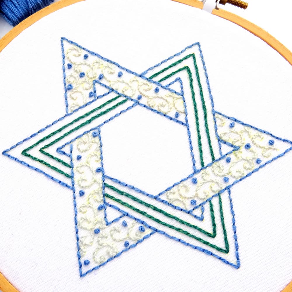 Menorah & Star of David Hand Embroidery Pattern Set - thumbnail 4