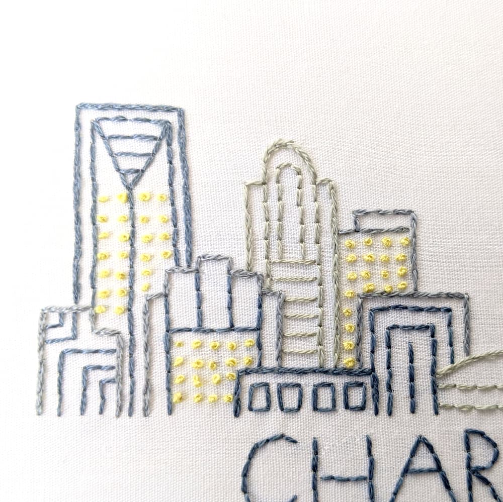 Charlotte City Skyline Hand Embroidery Pattern - thumbnail 3