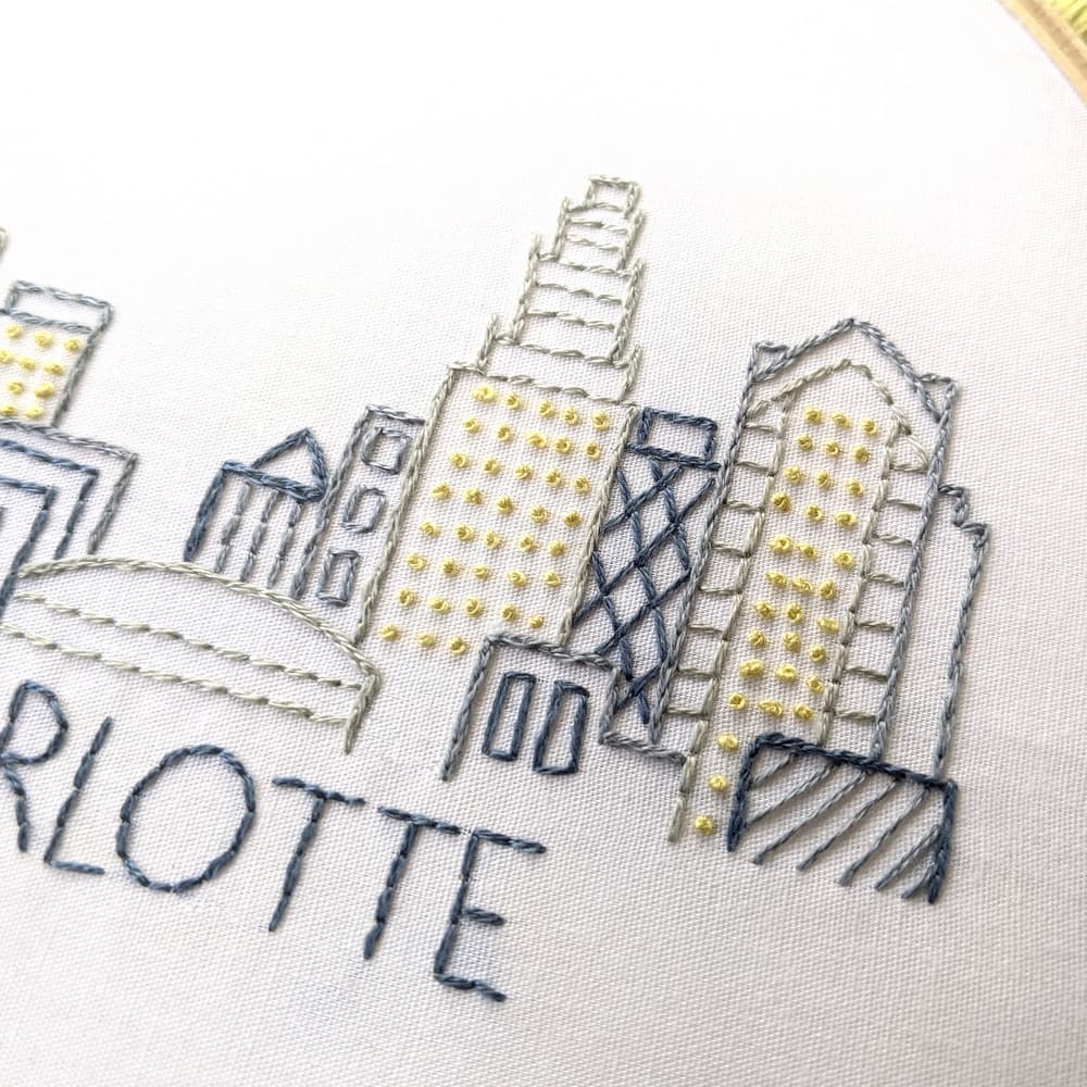 Charlotte City Skyline Hand Embroidery Pattern - thumbnail 4