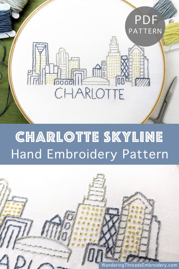 Charlotte City Skyline Hand Embroidery Pattern - thumbnail 7