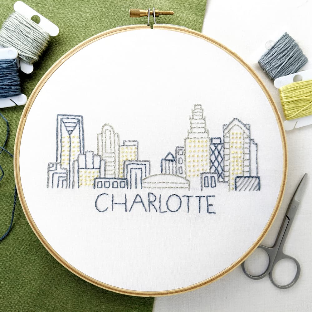 Charlotte City Skyline Hand Embroidery Pattern - thumbnail 2