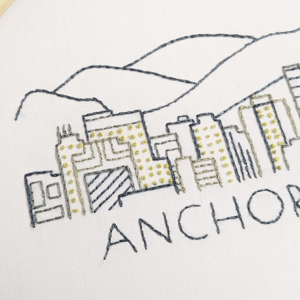 Anchorage City Skyline Hand Embroidery Pattern - thumbnail 3