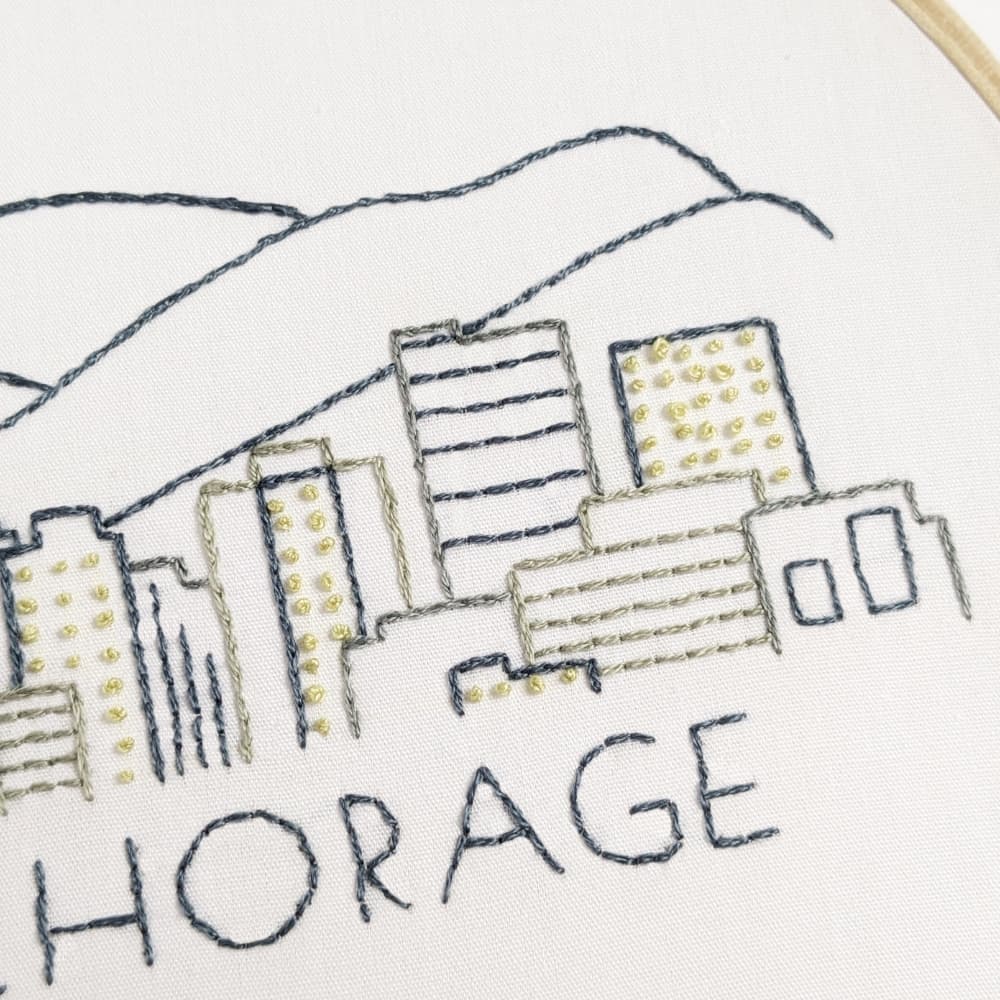 Anchorage City Skyline Hand Embroidery Pattern - thumbnail 4