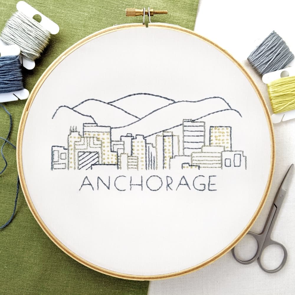 Anchorage City Skyline Hand Embroidery Pattern - thumbnail 2