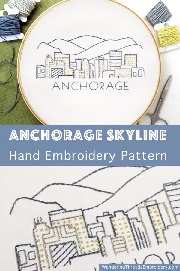 Anchorage City Skyline Hand Embroidery Pattern - thumbnail 7