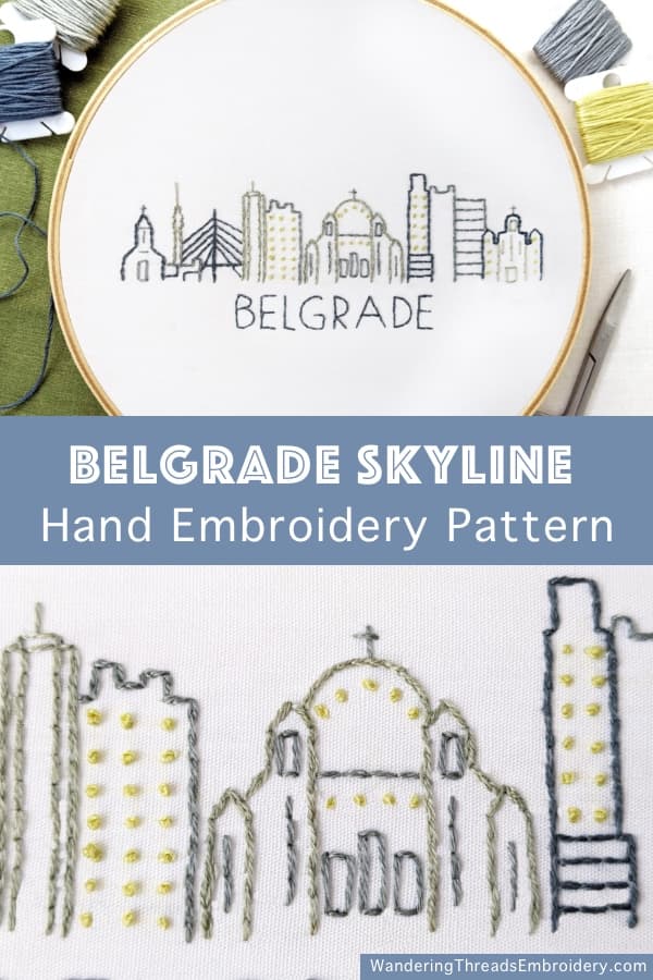 Belgrade Serbia City Skyline Hand Embroidery Pattern - thumbnail 7