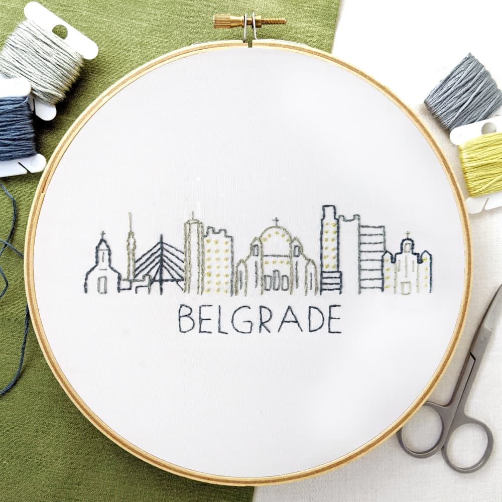 Belgrade Serbia City Skyline Hand Embroidery Pattern - thumbnail 2