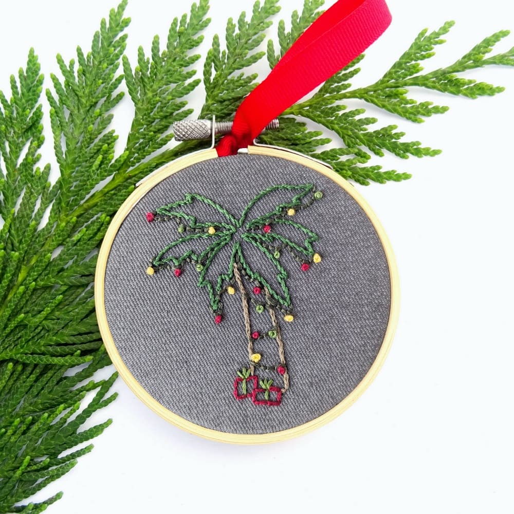 Tropical Christmas Ornament Set Hand Embroidery Pattern - thumbnail 3
