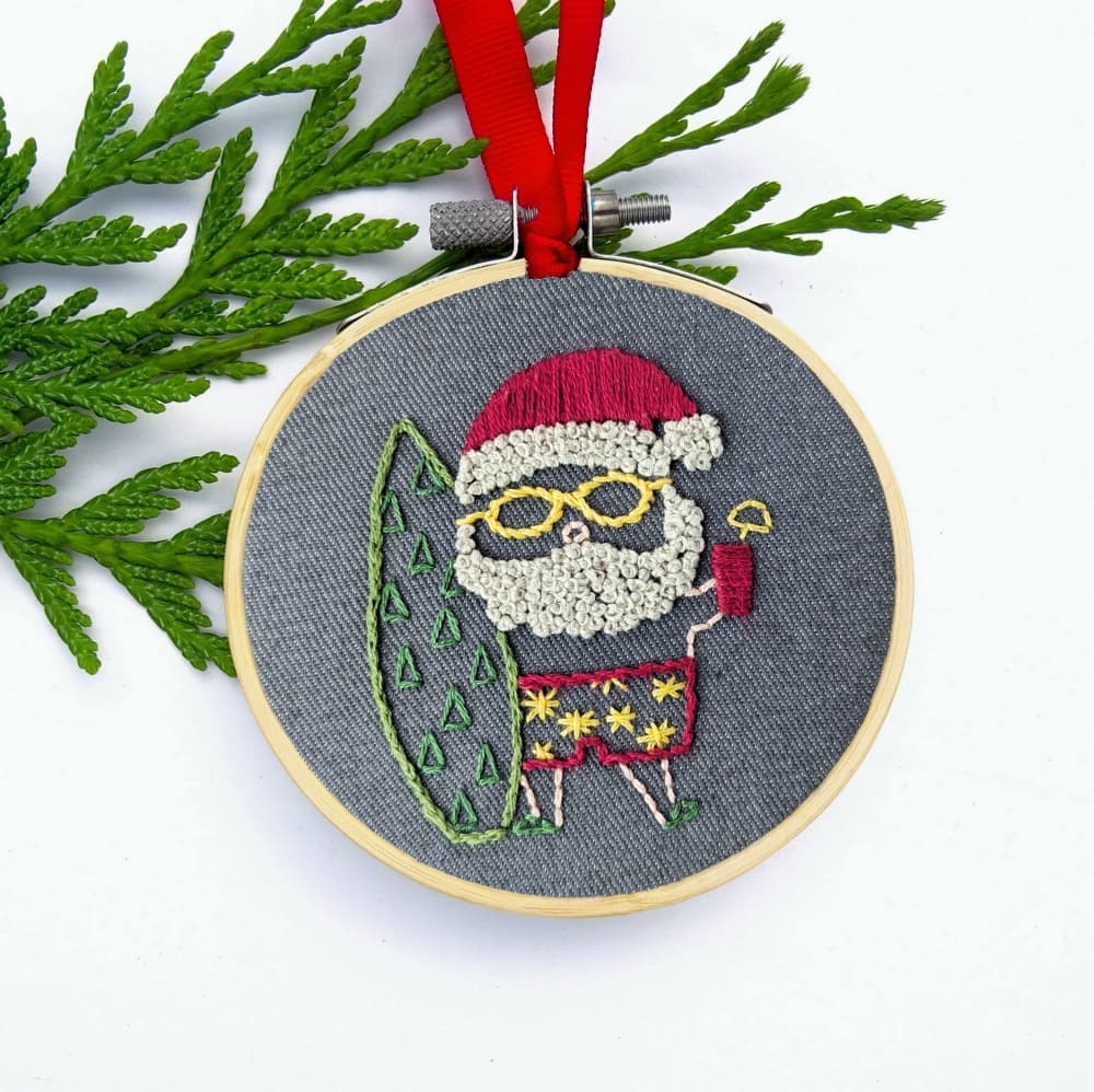 Tropical Christmas Ornament Set Hand Embroidery Pattern - thumbnail 4