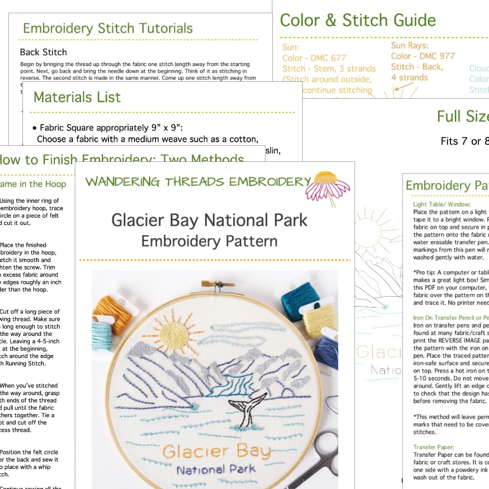 Glacier Bay National Park Hand Embroidery Pattern - thumbnail 6