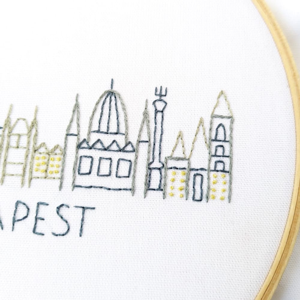 Budapest City Skyline Hand Embroidery Pattern - thumbnail 4