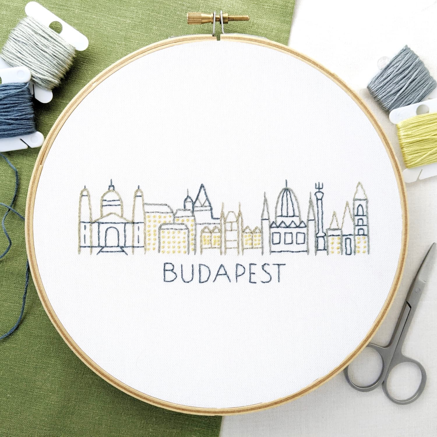 Budapest City Skyline Hand Embroidery Pattern - thumbnail 2