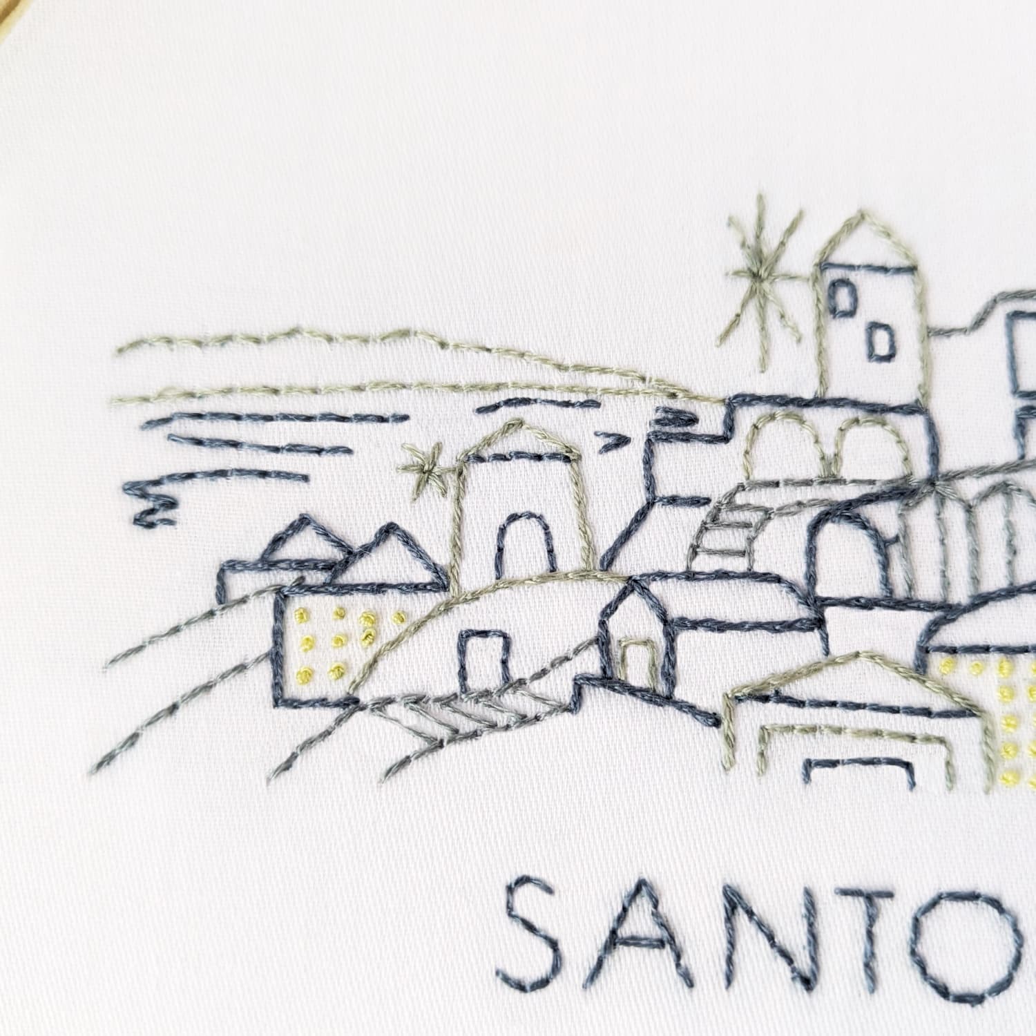 Santorini City Skyline Hand Embroidery Pattern - thumbnail 4