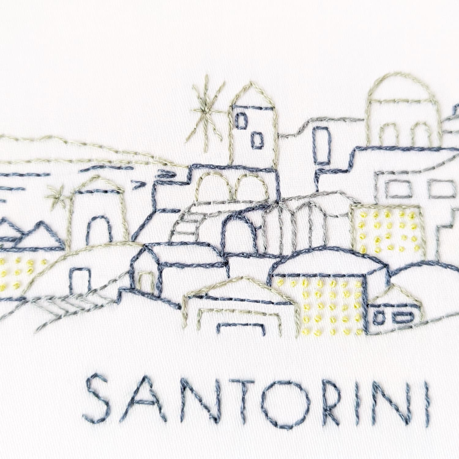 Santorini City Skyline Hand Embroidery Pattern - thumbnail 5