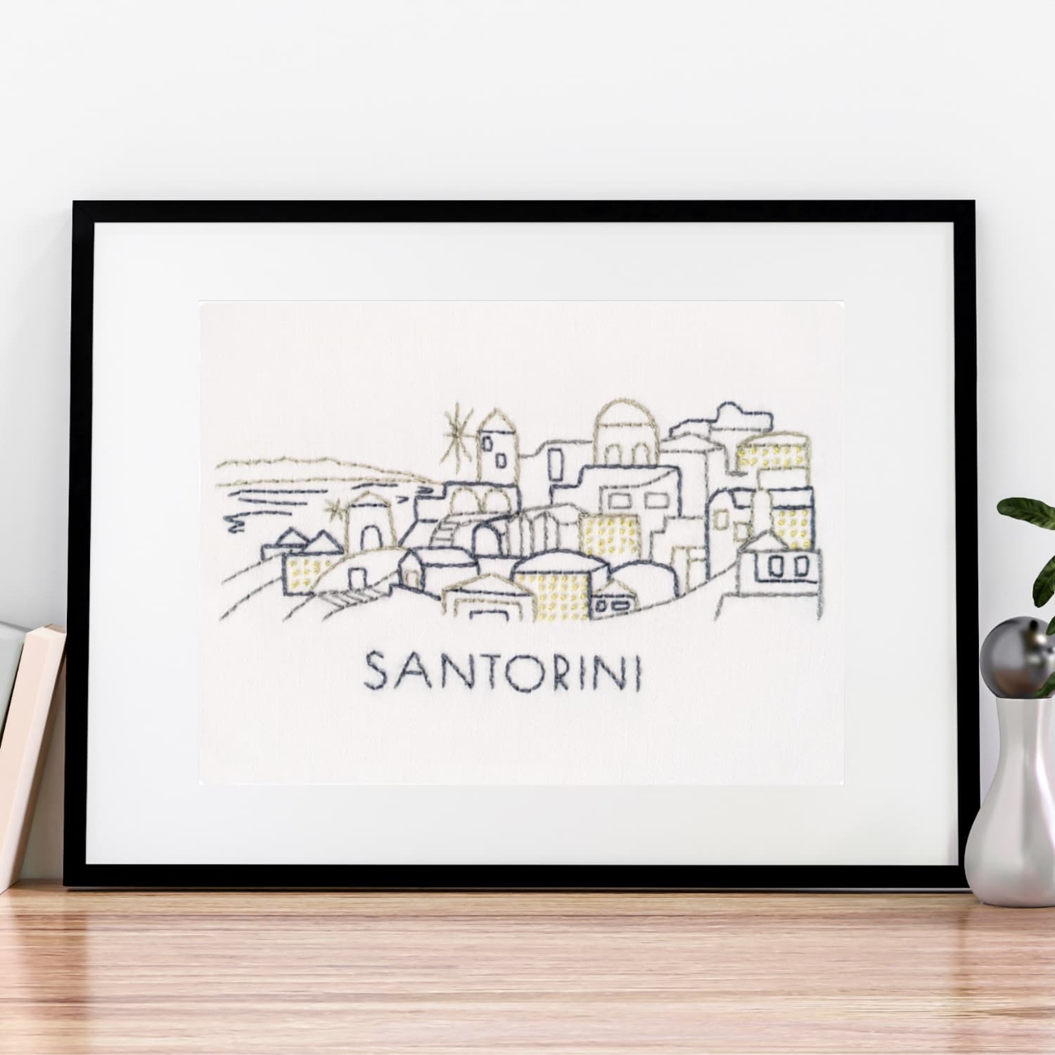 Santorini City Skyline Hand Embroidery Pattern - thumbnail 6