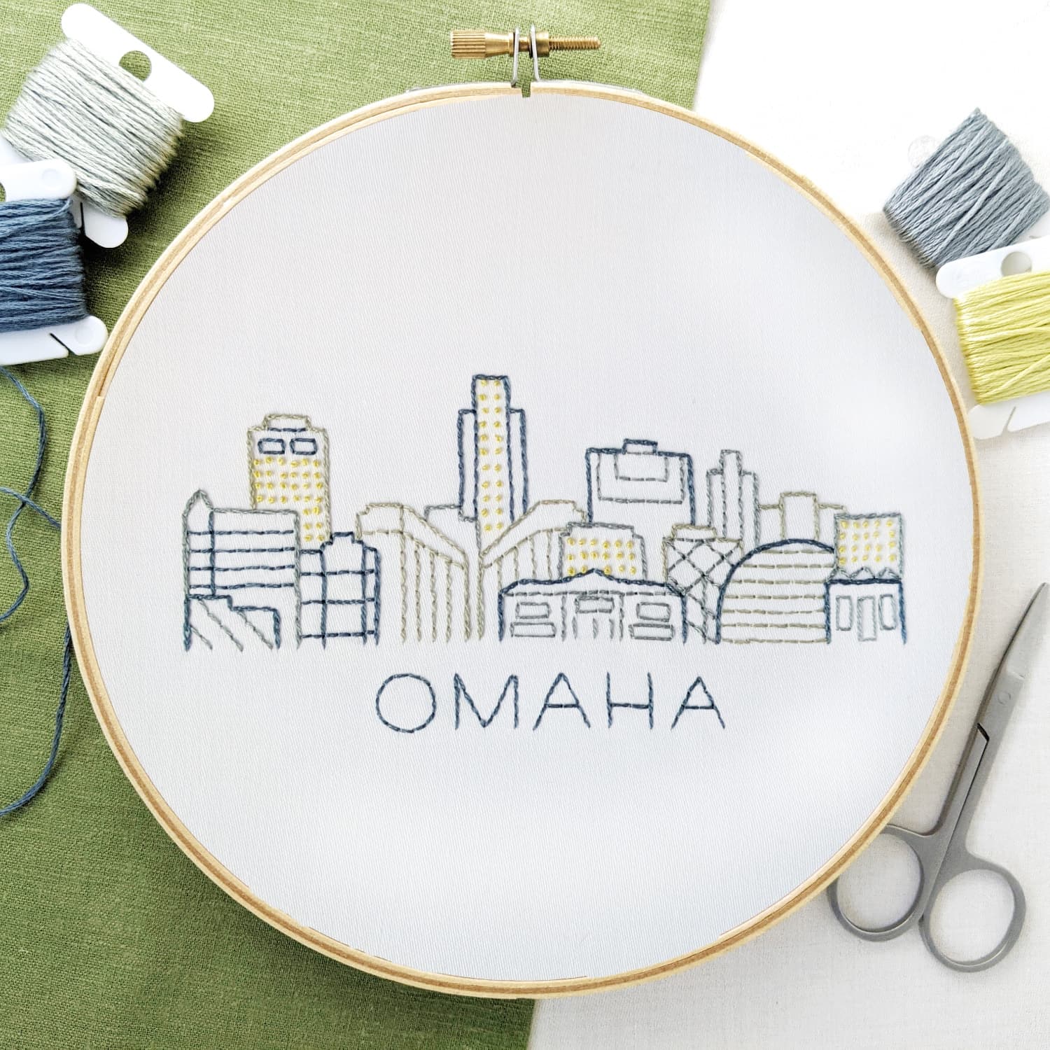 Omaha City Skyline Hand Embroidery Pattern - thumbnail 2