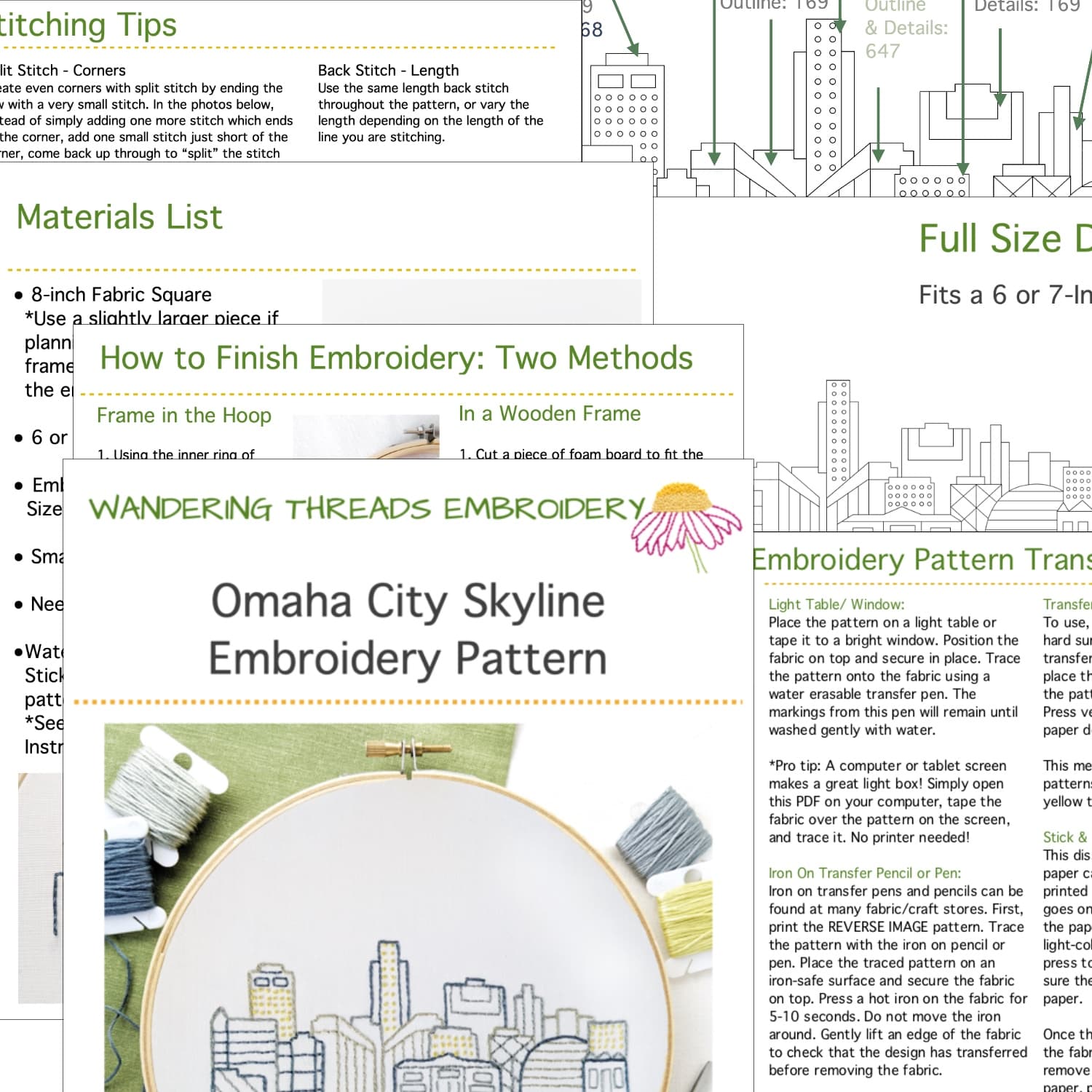 Omaha City Skyline Hand Embroidery Pattern - thumbnail 7