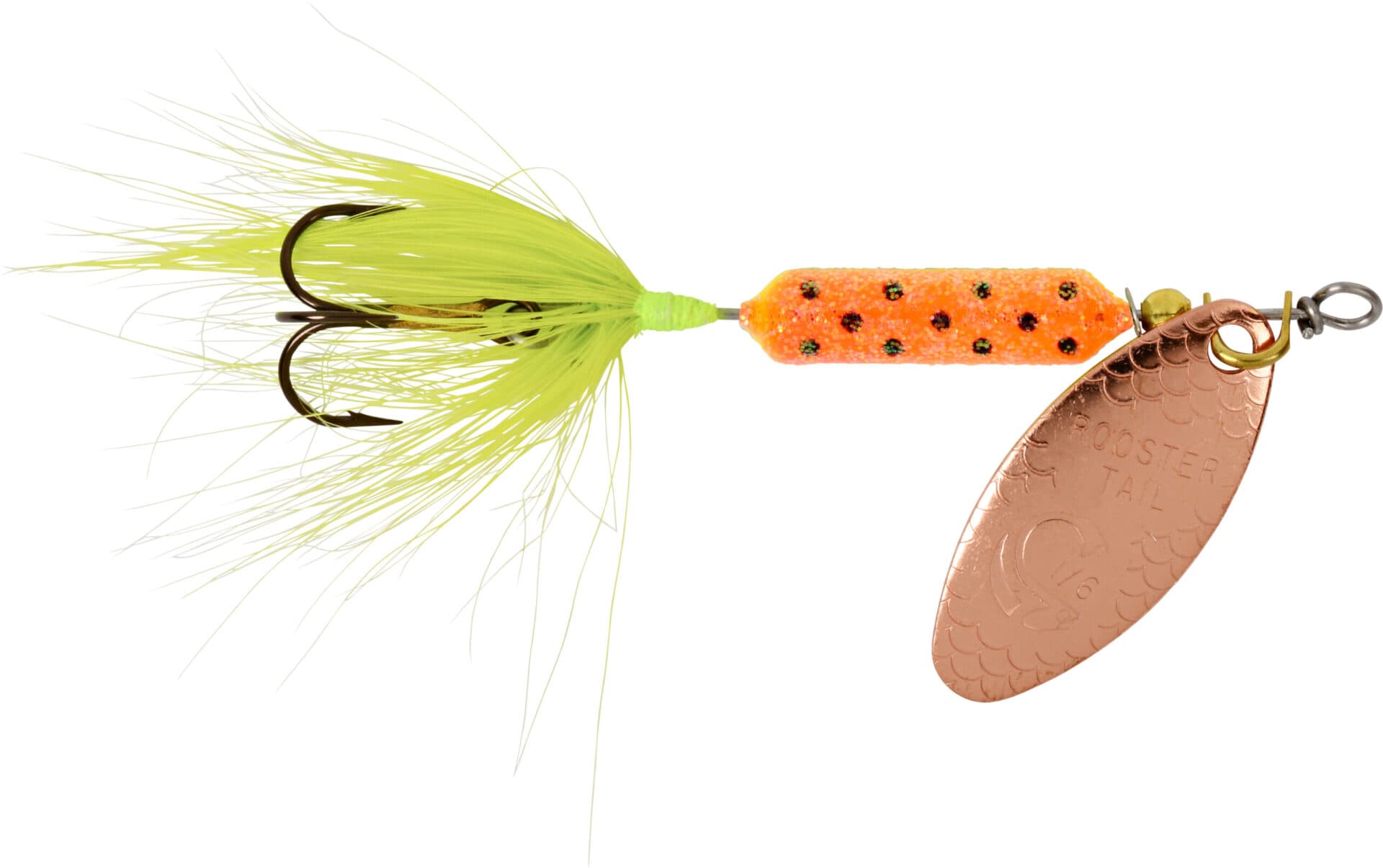 Hammered Copper Blade Rooster Tail®: 1/16-1/4 oz. – Treble