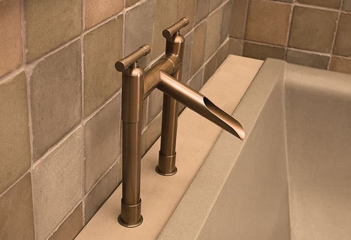 Deck Mount Tub Filler with Waterfall Spout
