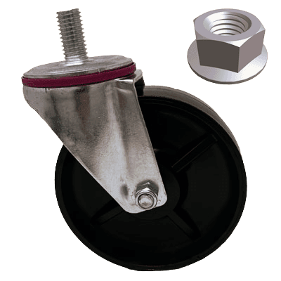 6313-5+LN | 5″ Inch Caster Assembly w Lock Nut