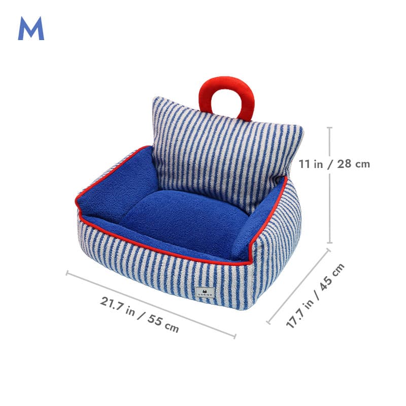 Charming Blue Striped Cat Couch - thumbnail 9