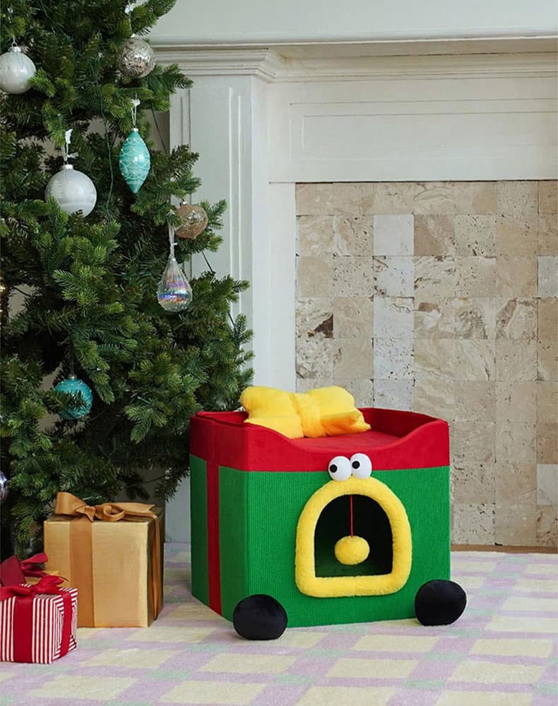 Foldable Christmas Gift Box Cat Bed - thumbnail 5