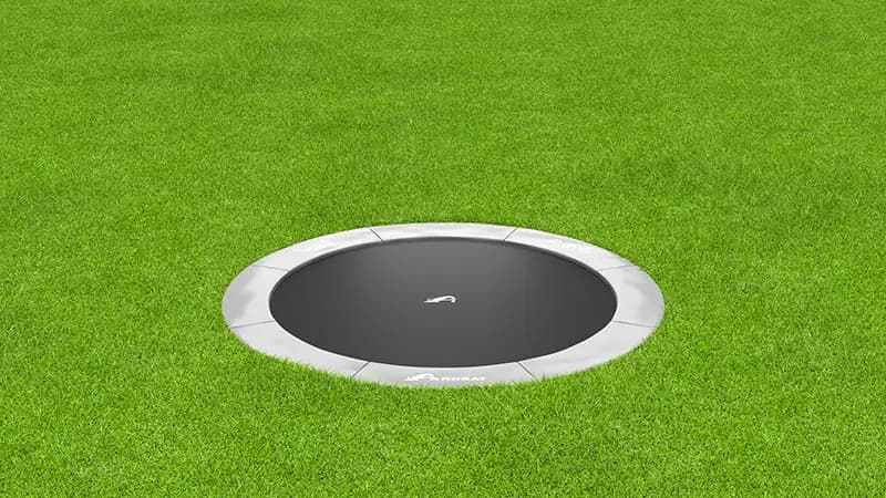 10ft Akrobat Primus Round In-Ground Trampoline – Anthracite Gray Pad with Black Jump Mat