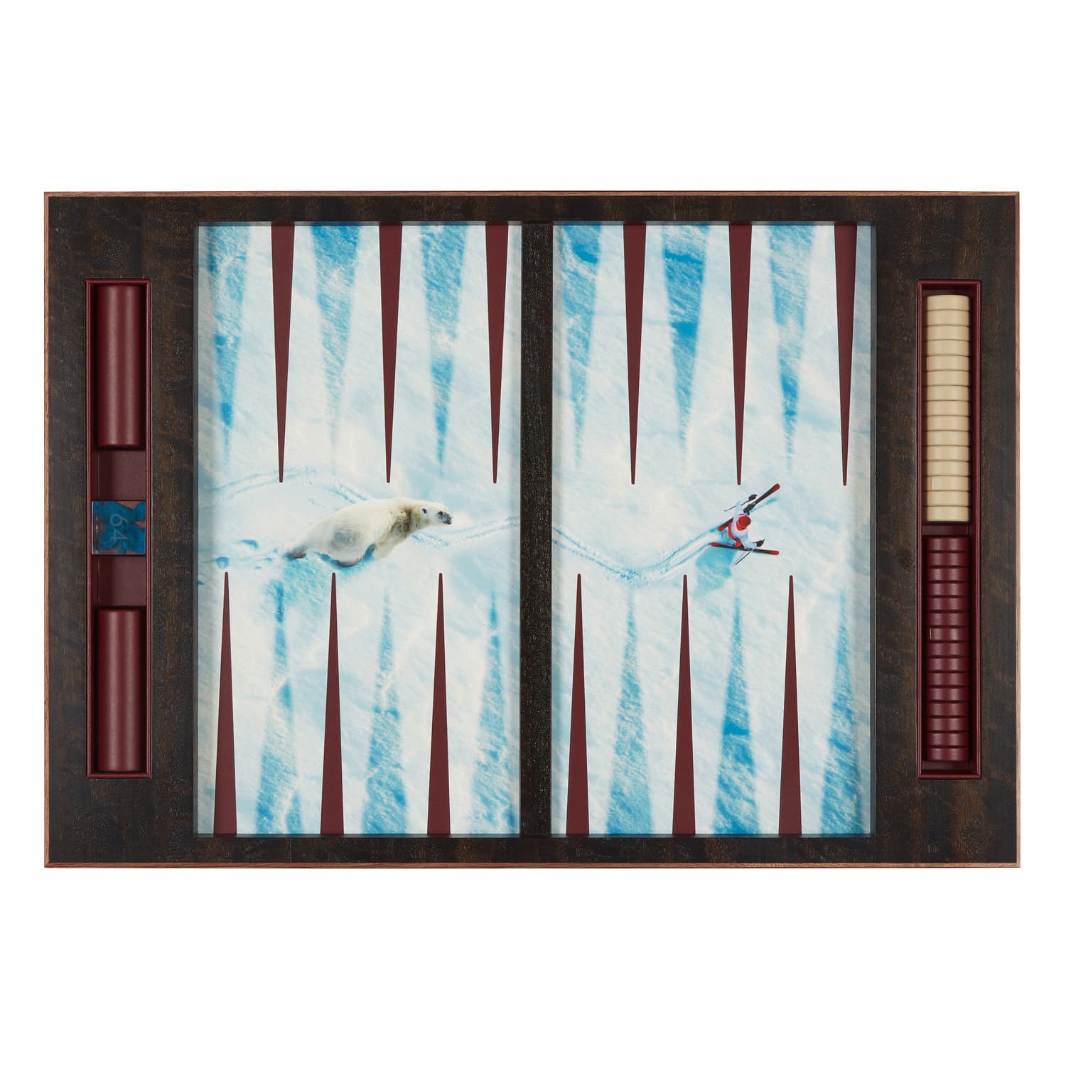 The Chase: Winter Table Top Backgammon | Leather Playing Surface