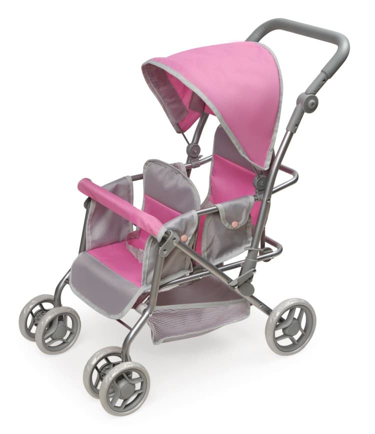 Cruise Folding Inline Double Doll Stroller – Gray/Pink