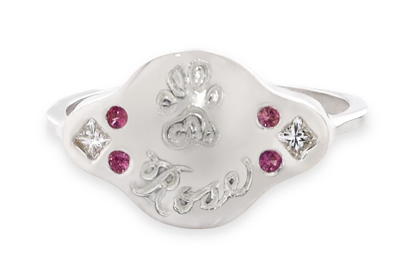 Custom Clover Diamond and Ruby Signet Ring