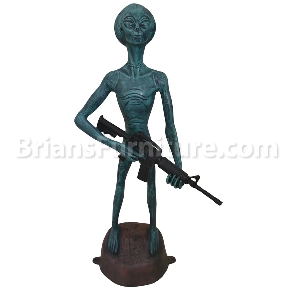 Alien Holding Gun Statue