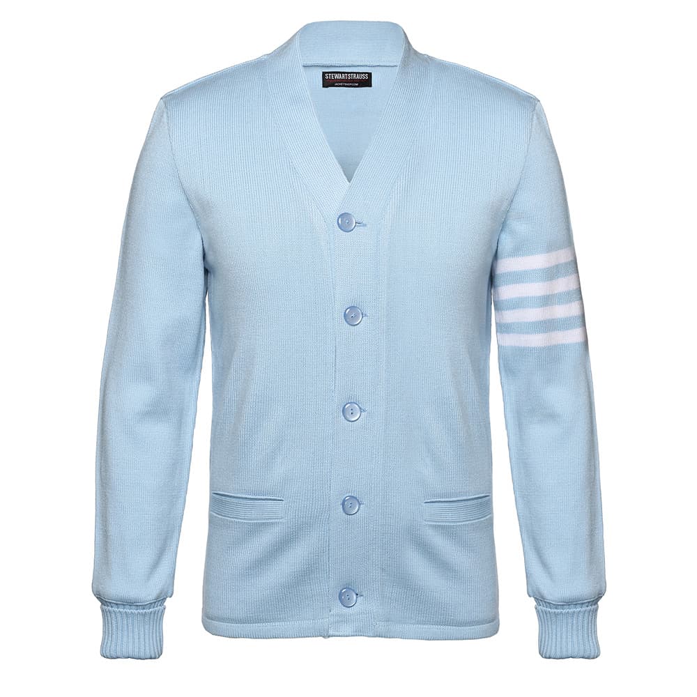 LIGHT BLUE/WHITE SWEATER