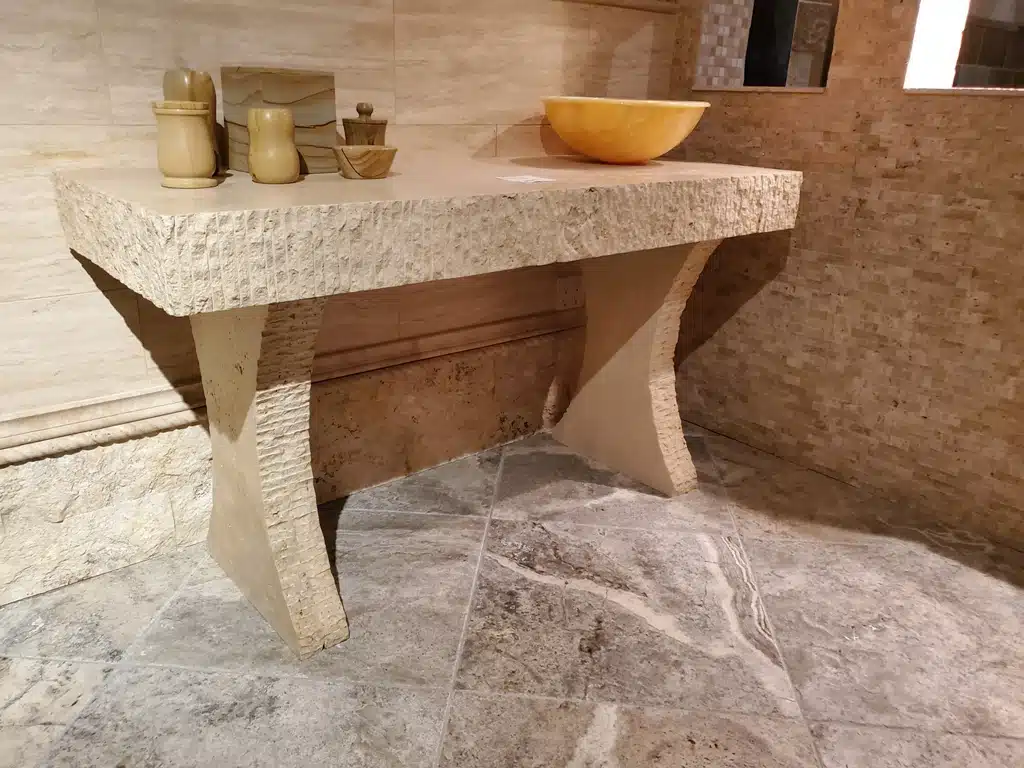 Rockfaced Travertine Table