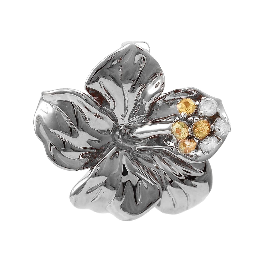 Silver Maga Flower Pendant with Yellow Sapphires & Diamonds