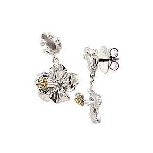 Coquí-Flower Drop Earrings Sterling Silver