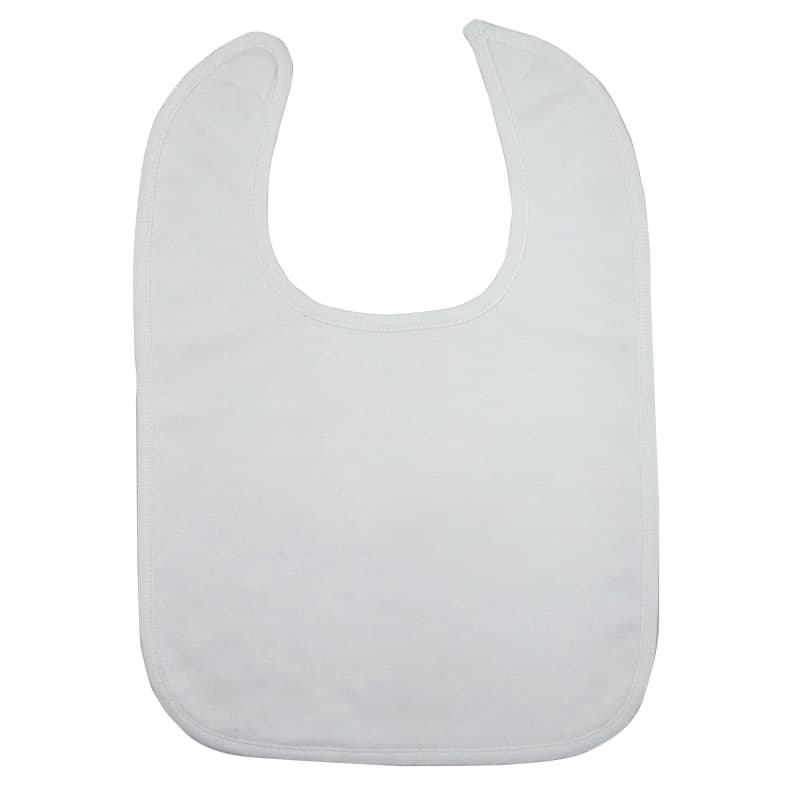 Large 2-Ply Interlock White Baby Bib