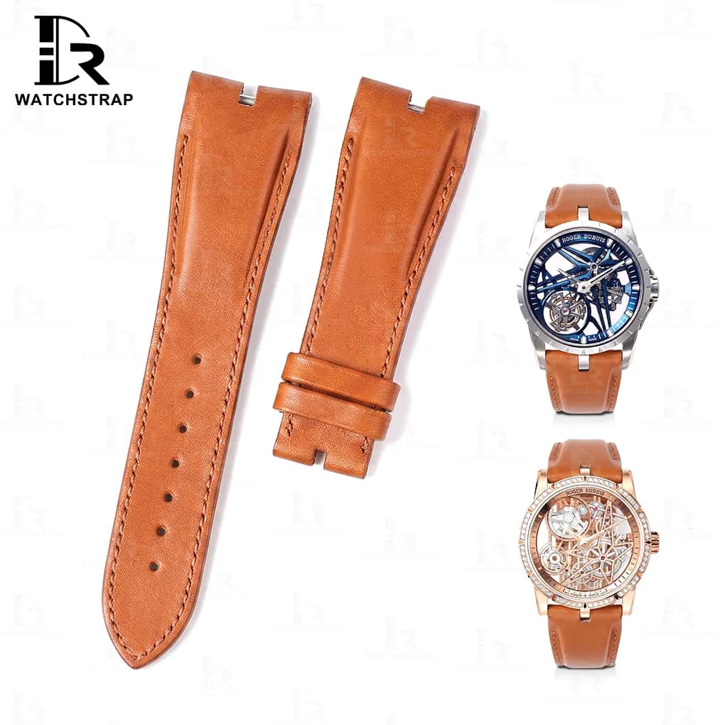 Handmade Calfskin Leather Watch Straps for Roger Dubuis Excalibur