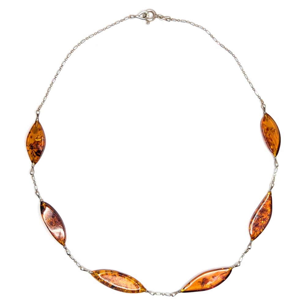Amber Bead Sterling Silver Necklace