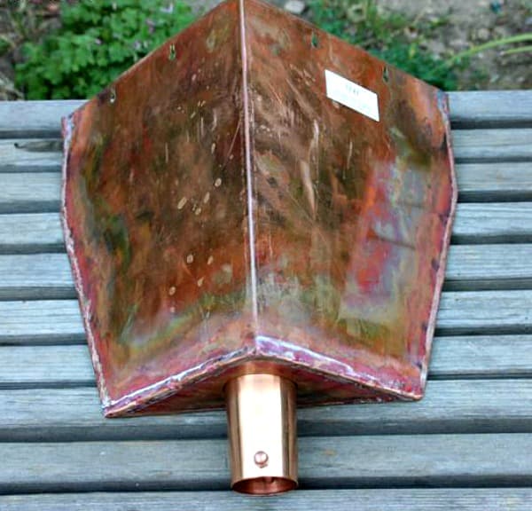 Rain Chain Copper Corner Leaderhead Downspout