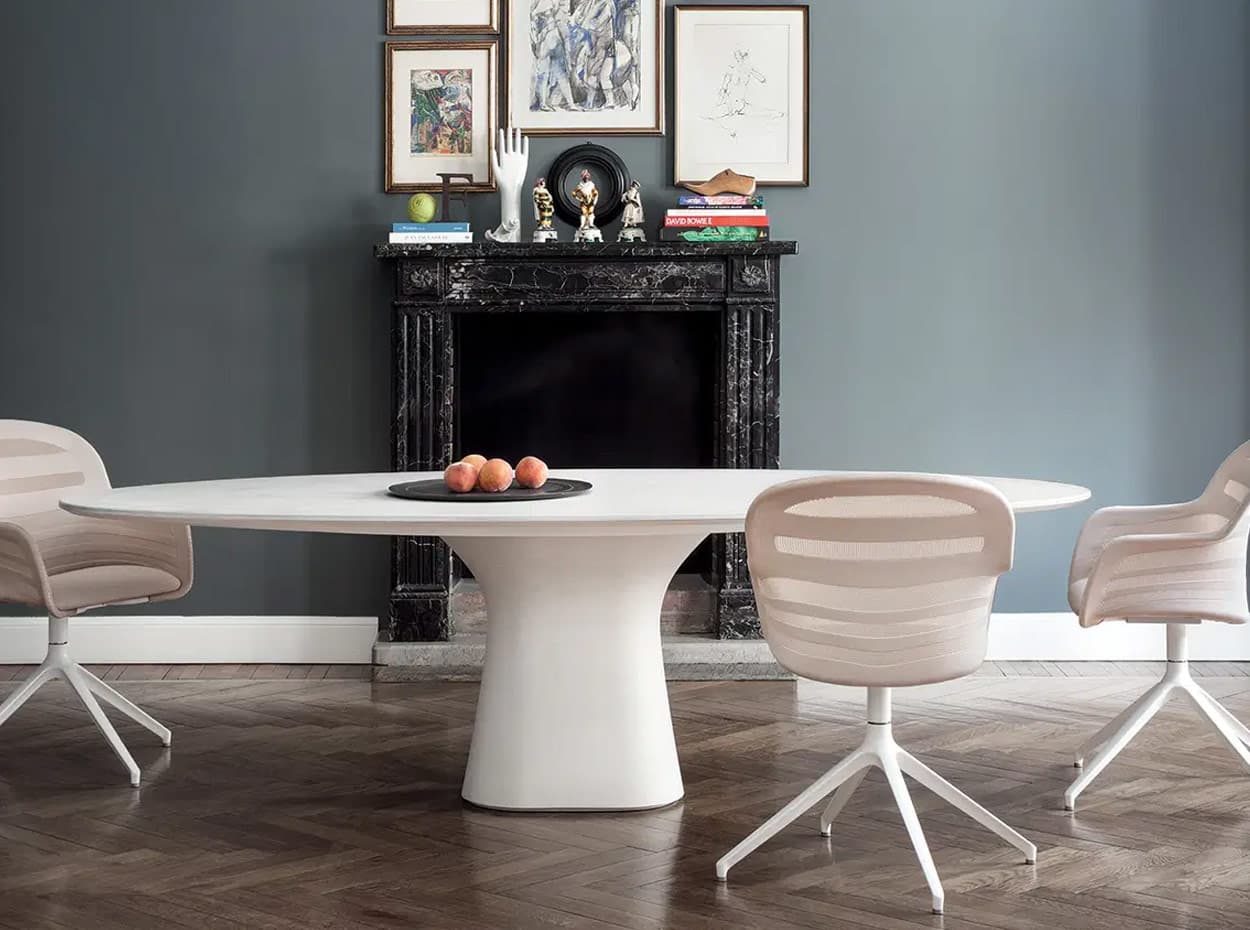 Podium Concrete Dining Table by Bontempi