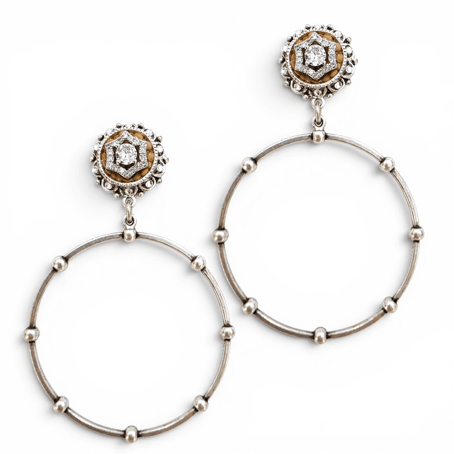 SACRED SILVER LARGE HOOP STATEMENT EARRINGS