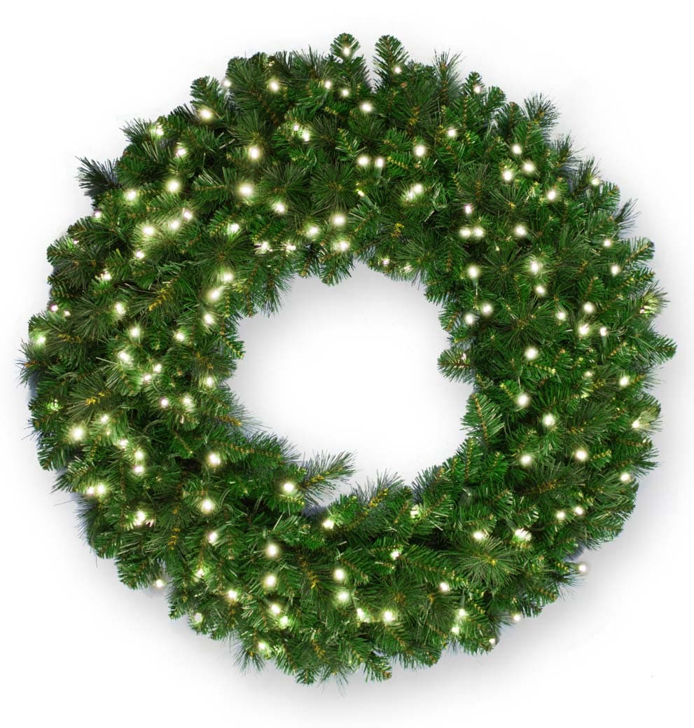 48″ Deluxe Mixed Pine Wreath – Commercial Grade LED – Warm White