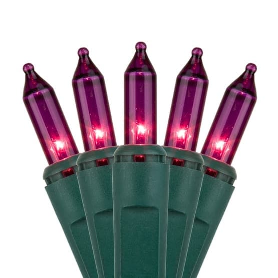 100 Purple Light Set, Green Wire, Polybag