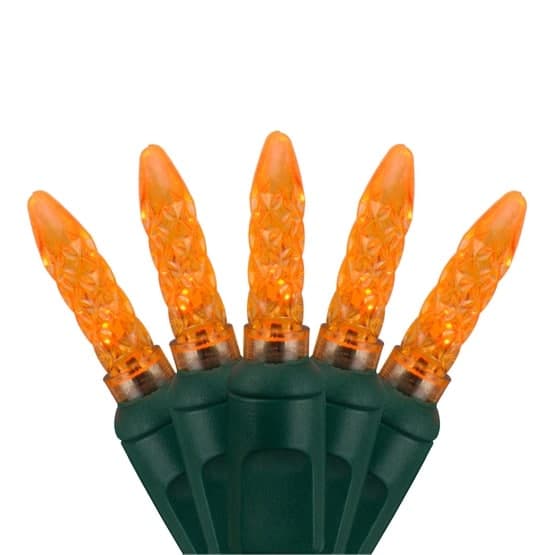50 LED M5 4″ Spacing – Green Wire, Amber (Orange)